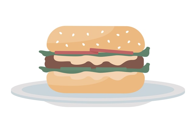 Hamburger semi flat color vector object