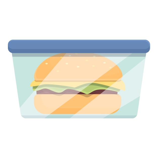 Vector hamburger vak pictogram cartoon vector maaltijd snack plastic container