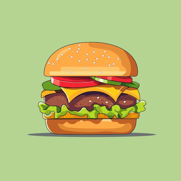 Векторная иллюстрация гамбургера с твердым фоном