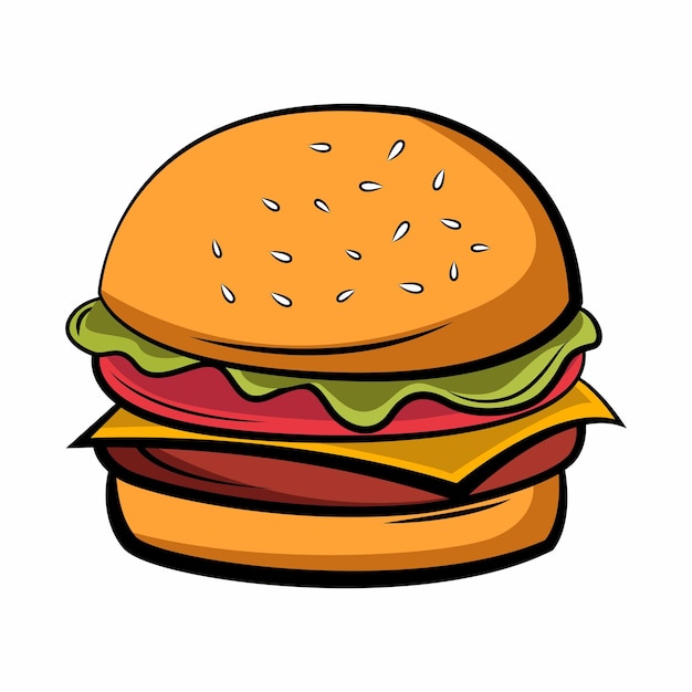 Hamburger vectorillustratie voor logo, teken, pictogram, poster, animatie en meer