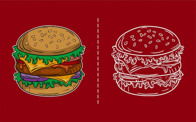 Hamburger vintage  illustration, editable and detailed