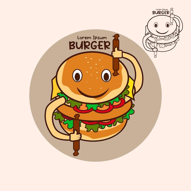 hamburger voedsel logo karakter vectorillustratie