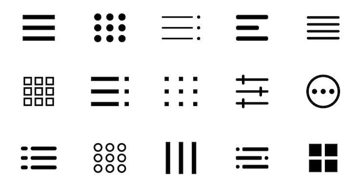 Vector hamburger website navigation menu hamburger menu icons vector set of menu button elements hamburger menu vector illustration