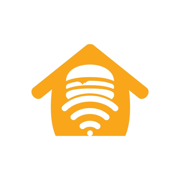 Hamburger and WiFi signal with home icon vector logo design