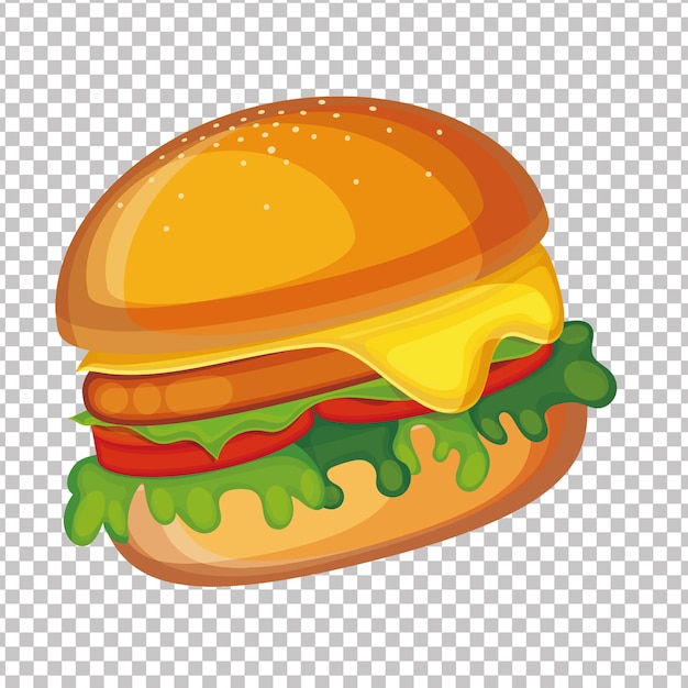 Vector a hamburger with cheese and lettuce on a transparent background