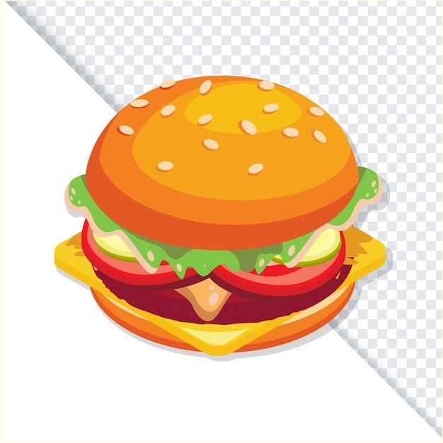 Vector a hamburger with a slice of tomato on it