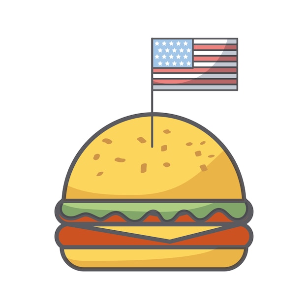 hamburger with usa flag icon 