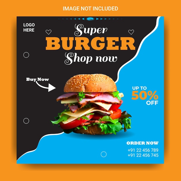 hamburgermenu en restaurantpromotie social media bannersjabloon