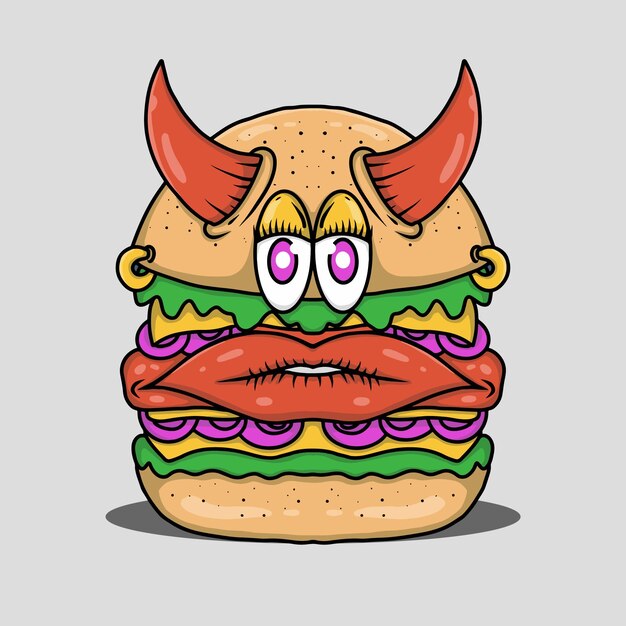 Vector hamburgers karakter surrealisme authentieke illustratie