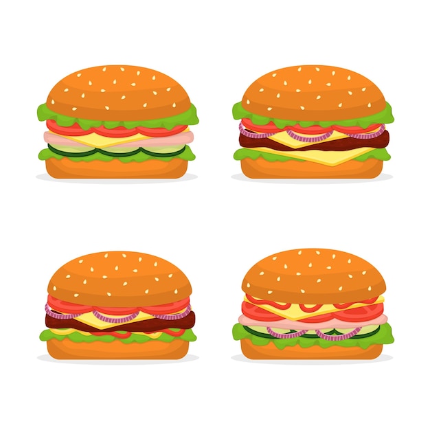 Hamburgers met pasteitje en hamillustratieset