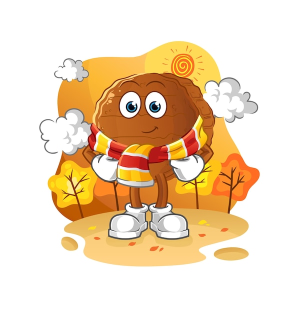 Hamburgervlees in de herfst. cartoon mascotte vector