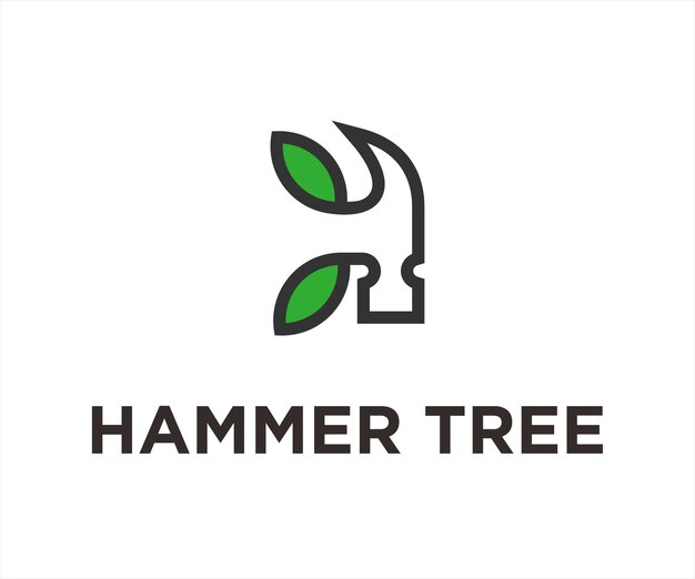 Hamer boom logo ontwerp vectorillustratie