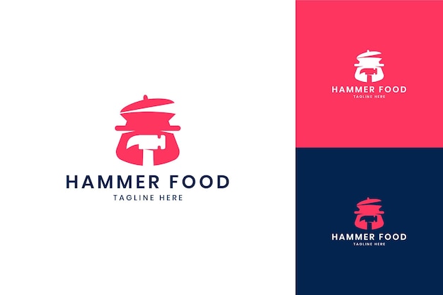 Hamer voedsel negatief ruimte logo-ontwerp