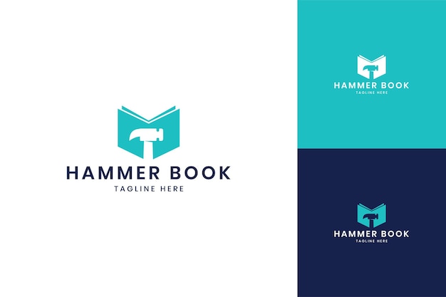 Hammer book negative space logo design