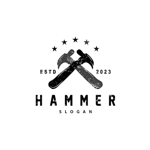 Hammer Builder Tools Inspiratie Ontwerp Vector Vintage Timmerwerk en Mechanica Illustratie Template