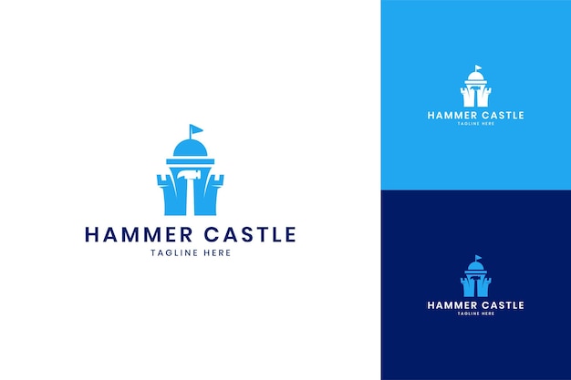 Hammer castle negative space logo design