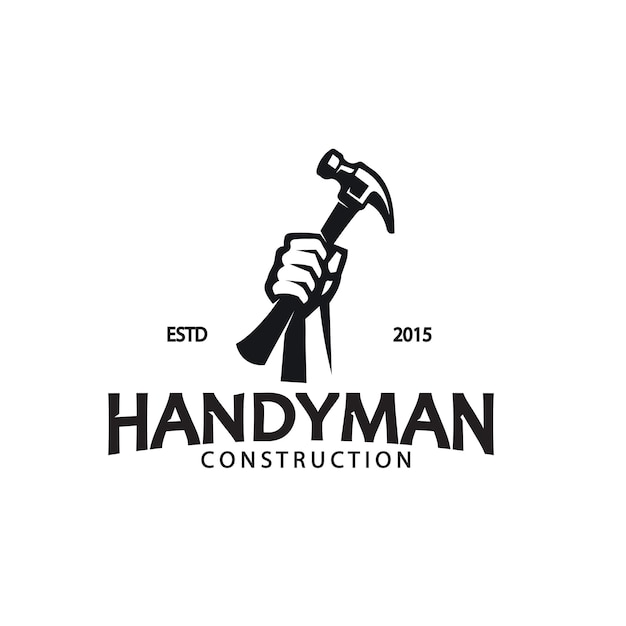 hammer construction handyman repair badge logo vector illustration