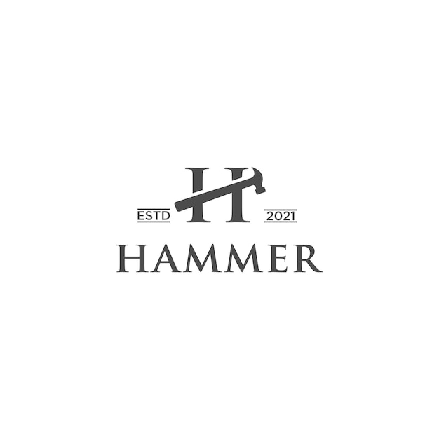 Vector hammer h logo design