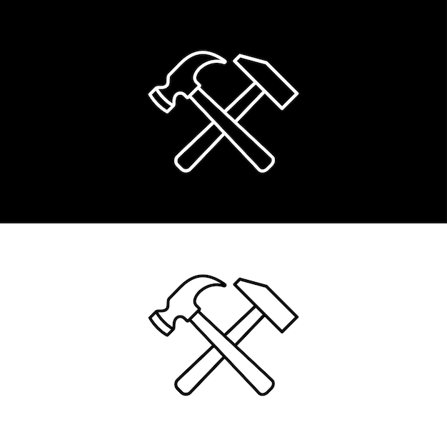 Hammer Icon Vector Design Black And White Version