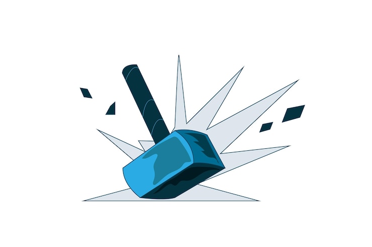 वेक्टर a hammer is breaking the glass and it is a hammer.