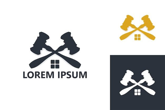 Hammer of law house logo template design vector