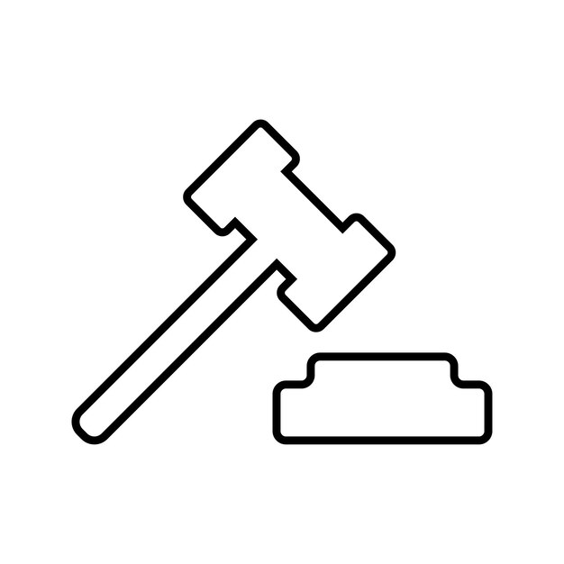 Hammer law legal insurance line icon outline vector