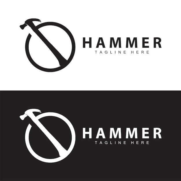 hammer logo design repair service template vintage symbol illustration silhouette repair tool