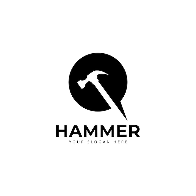 Premium Vector | Hammer logo with chat consultation estate vector icon ...