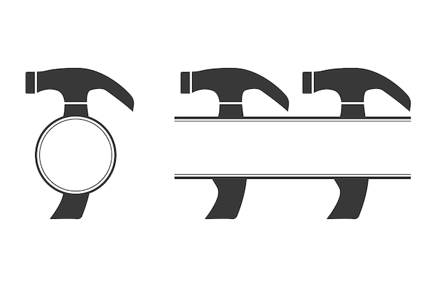 망치 모노그램 망치 어리 로고 망치 무 망치는 모노그람 터 망치 일러스트레이션 목수