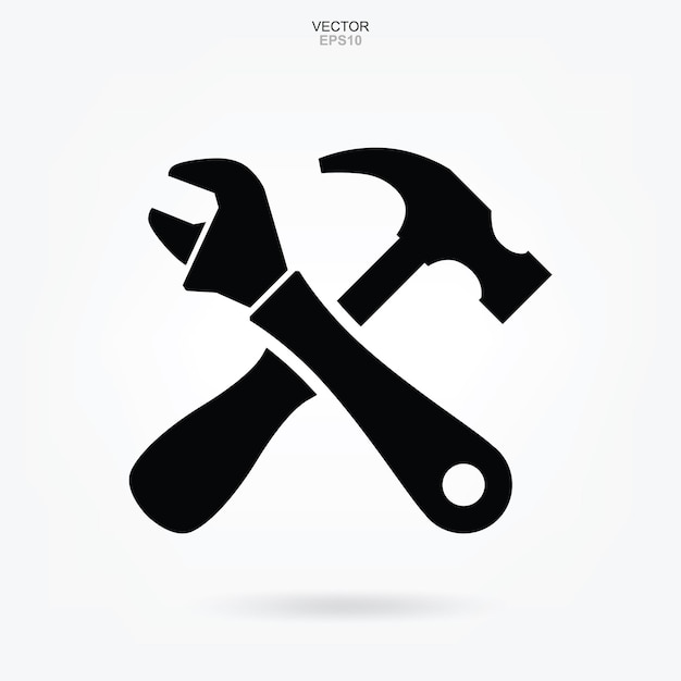 Hammer and Pliers wrench icon. Craftsman tool sign and symbol. Vector illustration.