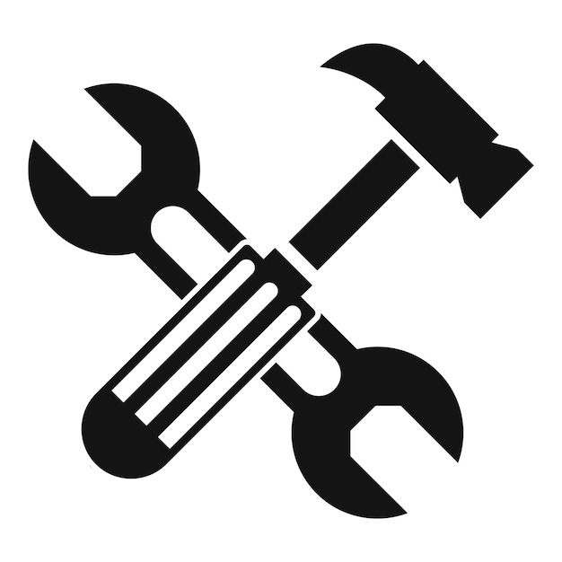Hammer and screw wrench icon Simple illustration of hammer and screw wrench vector icon for web