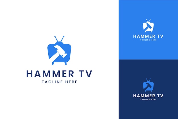 Hammer television negative space logo design