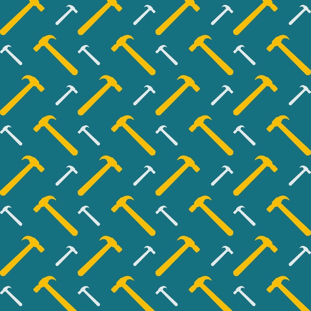 Vector hammer white and yellow seamless pattern vector illustration background