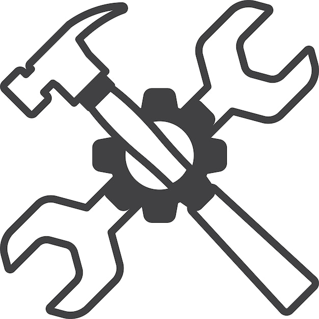 Hammer and wrench illustration in minimal style