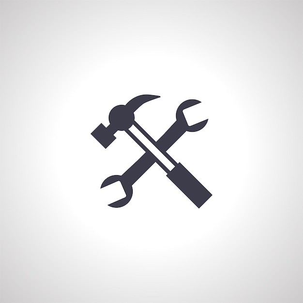 Hammer and wrench isolated icon Repair crossed tool icon