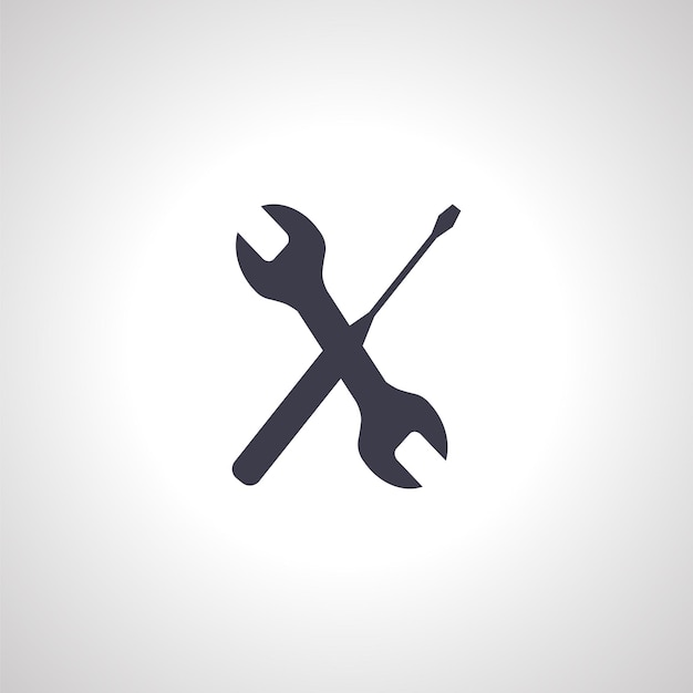 Hammer and wrench isolated icon repair crossed tool icon