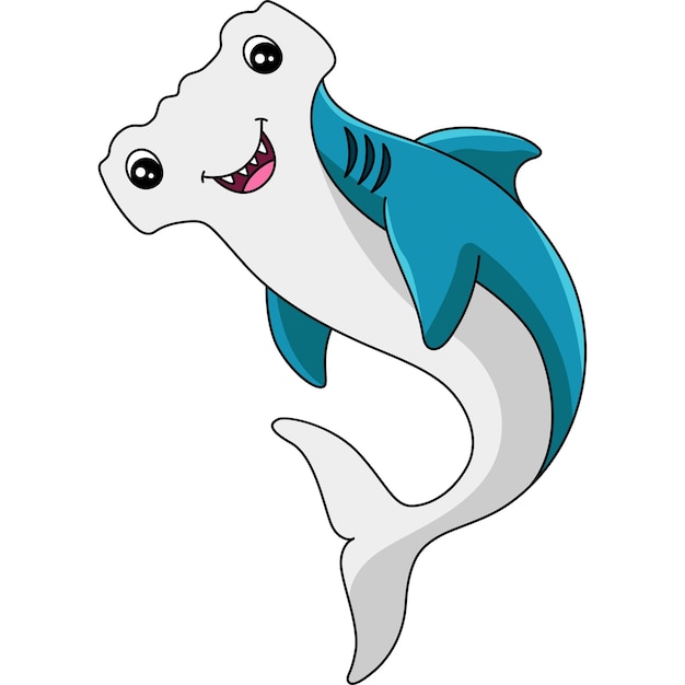 Hammerhead Cartoon Colored Clipart Illustration