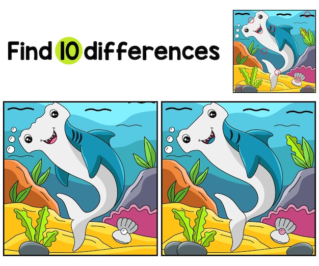 Hammerhead Shark Animal Find The Differences