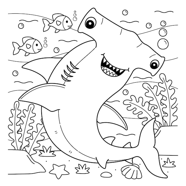 Hammerhead Shark Coloring Page for Kids