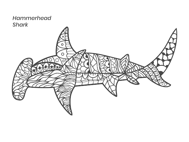 Hammerhead shark zentangle