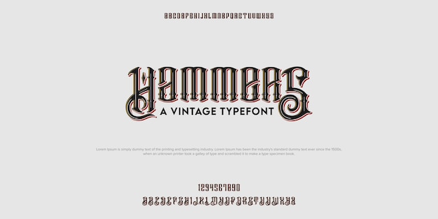 ベクトル hammersクラシックとヴィンテージのアルファベットのタイポグラフィベクトルイラストフォントセット時代を超越した書体