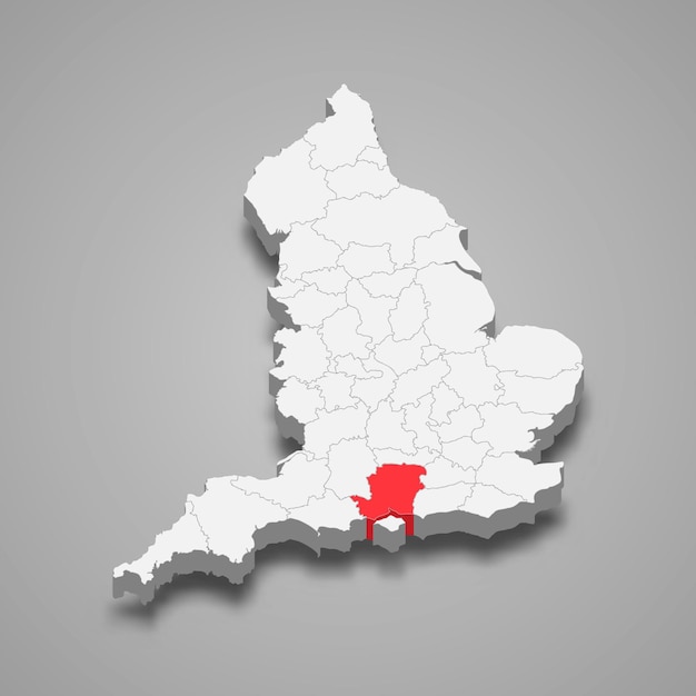 Hampshire county location within england 3d map