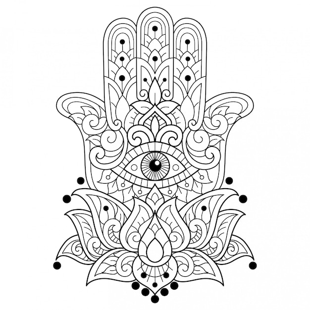 Vector hamsa. hand drawn sketch illustration for adult coloring book