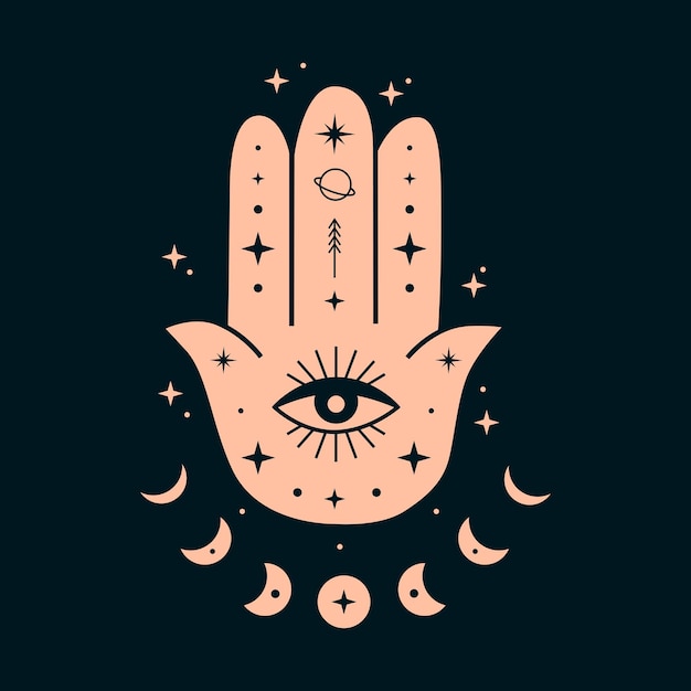 Vector hamsa hand with evil eye