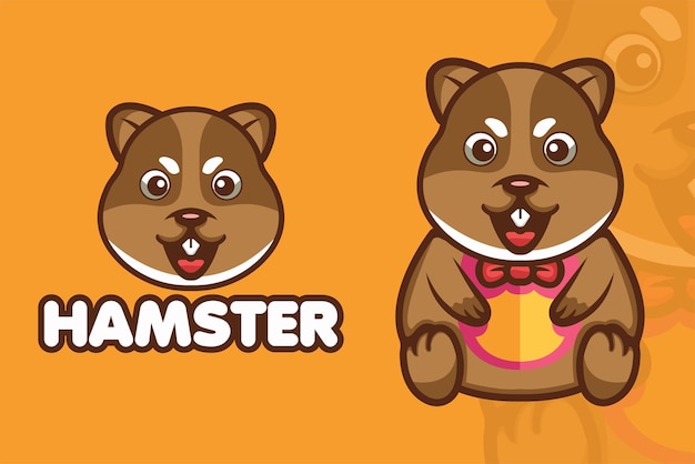 Vector hamster cartoon mascotte logo ontwerpsjabloon