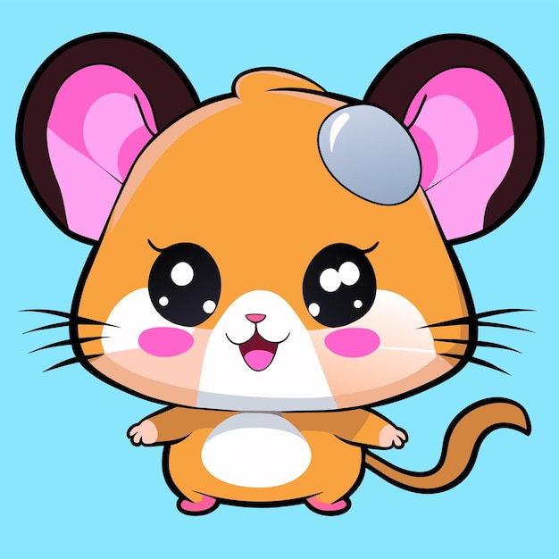 Hamster chibi kawaii hand drawn cartoon sticker icon concept isolated illustration