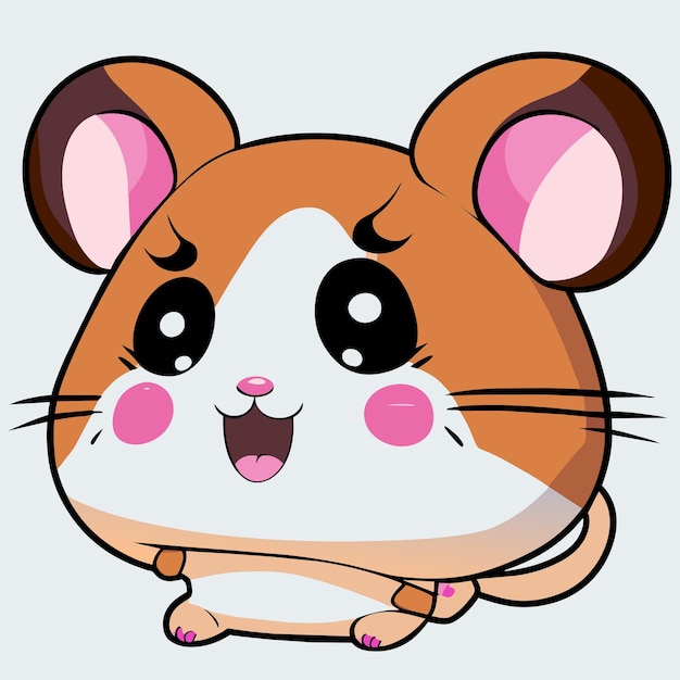 Vector hamster chibi kawaii hand drawn cartoon sticker icon concept isolated illustration