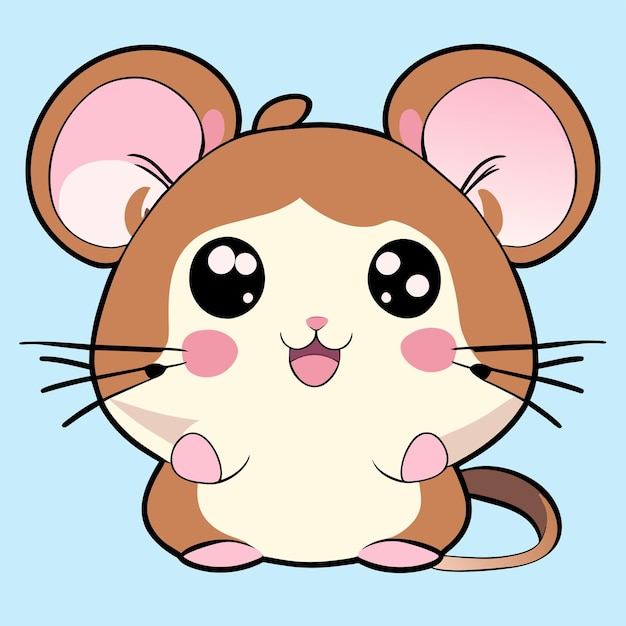 Vector hamster chibi kawaii hand drawn cartoon sticker icon concept isolated illustration