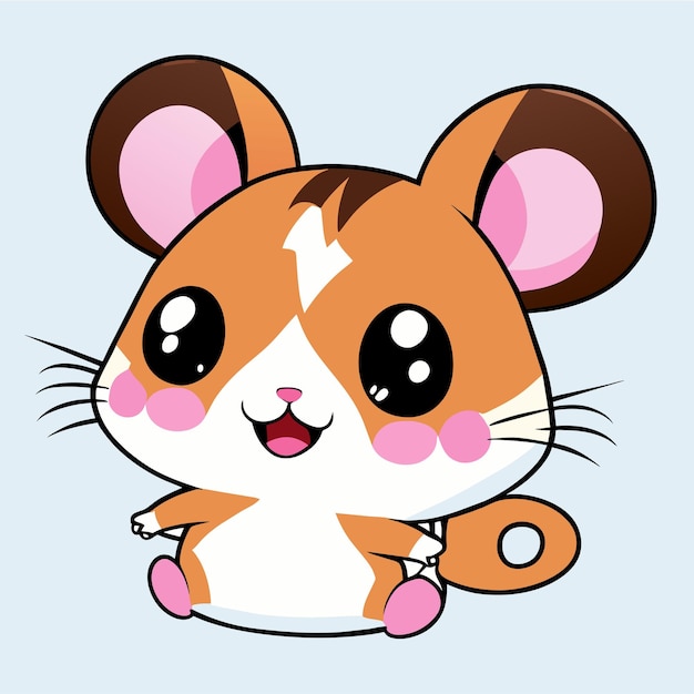 Vector hamster chibi kawaii hand drawn cartoon sticker icon concept isolated illustration