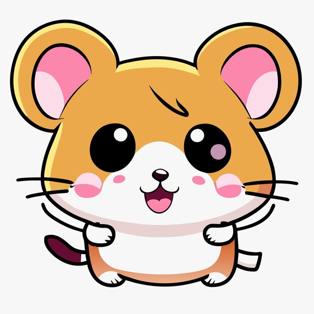 Vector hamster chibi kawaii hand drawn cartoon sticker icon concept isolated illustration